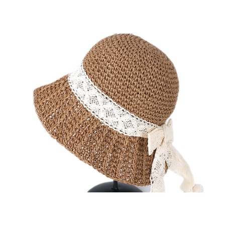 백리본 레이스띠 숏챙 밀짚버킷햇 여름 휴양지 모자